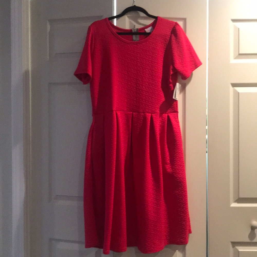 Hot Pink LuLaRoe Amelia dress, with pockets
